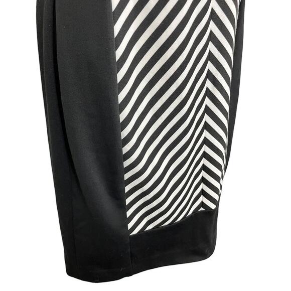 CALVIN KLEIN Black White Striped Herringbone Sleeveless Stretch Knit Dress sz 4 - Picture 7 of 15
